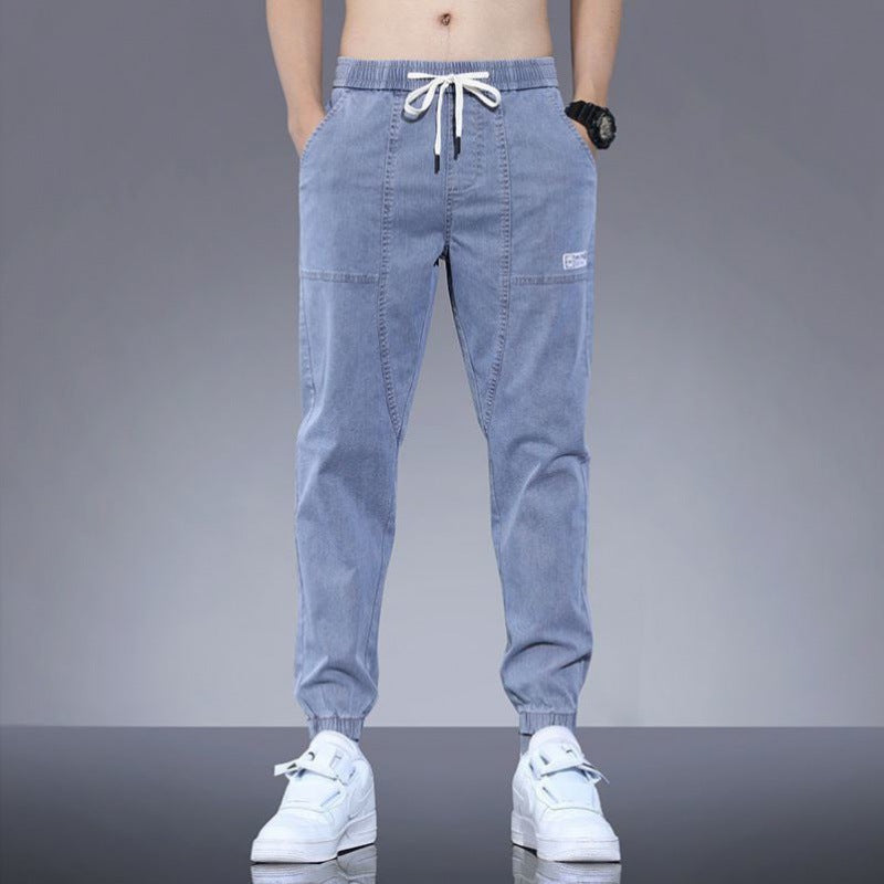 Spring And Autumn New Jeans Men's Stitching Ankle Banded Pants