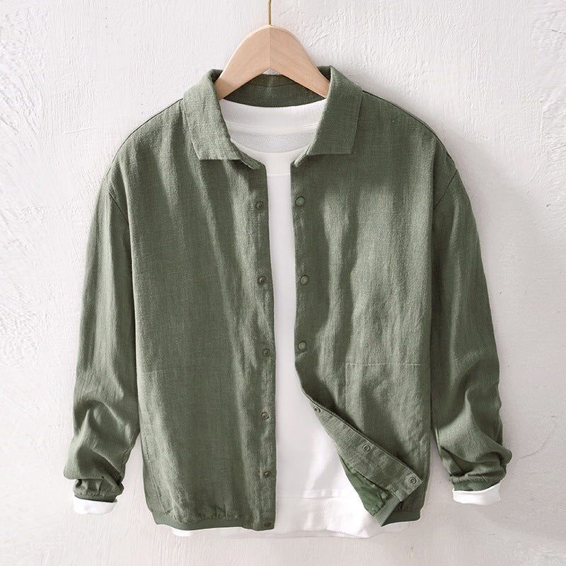 Casual Ramie Loose Men's  Cotton And Linen Top