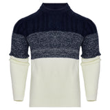 Men's Casual Color Block Long Sleeve Cable Knit Pullover Sweater