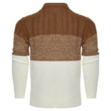 Men's Casual Color Block Long Sleeve Cable Knit Pullover Sweater